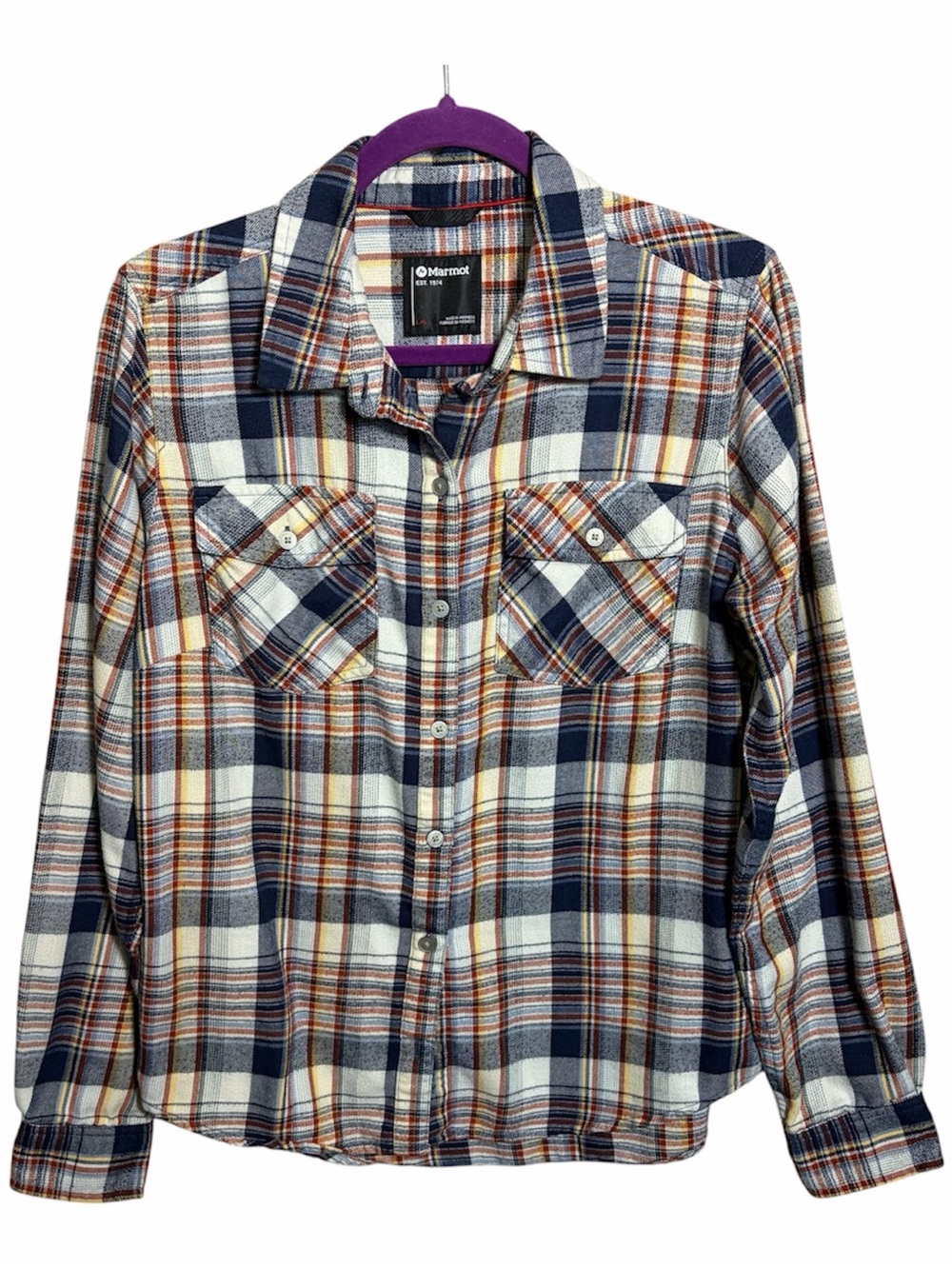 Marmot Flannel Plaid button down shirt 
Size large